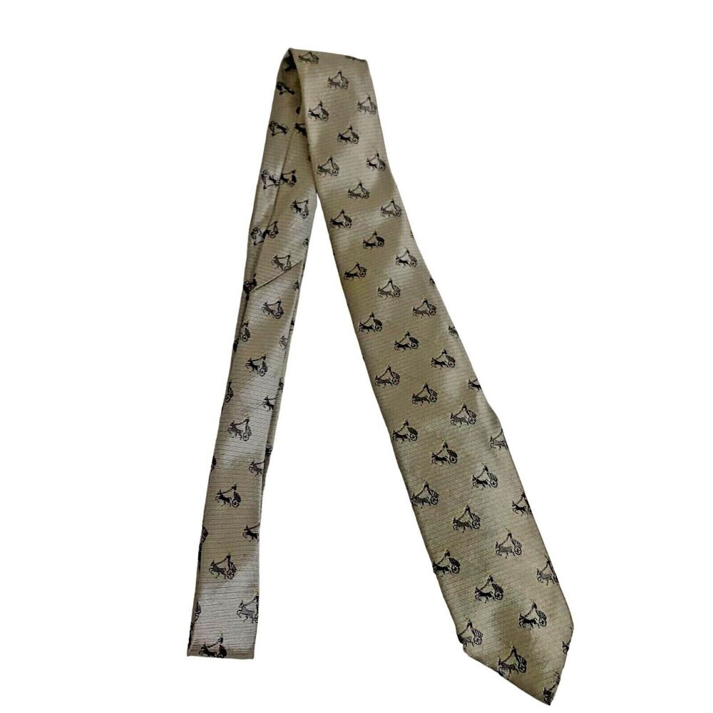 #7158 Vintage Skinny Gray Chariots Romans gladiators Mens Necktie 2 inch wide